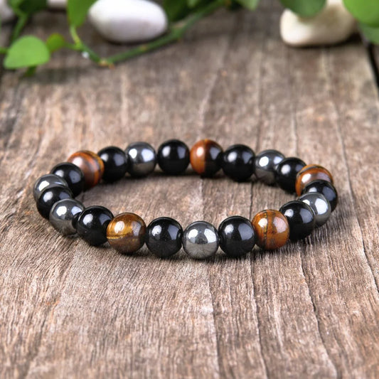 Triple-Guard Bracelet: Eye, Obsidian, Hematite