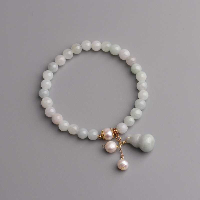 Verdant Jade Wu Lou Amulet Bracelet - Embrace Health and Harmony