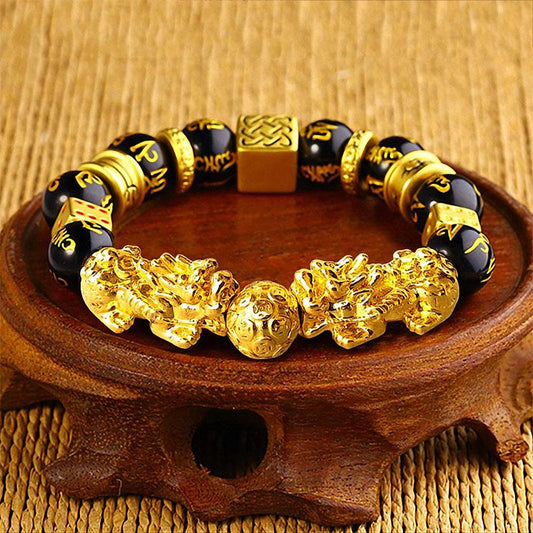 Double Pixiu Gold-Plated Bracelet - Ultimate Wealth and Shield of Protection