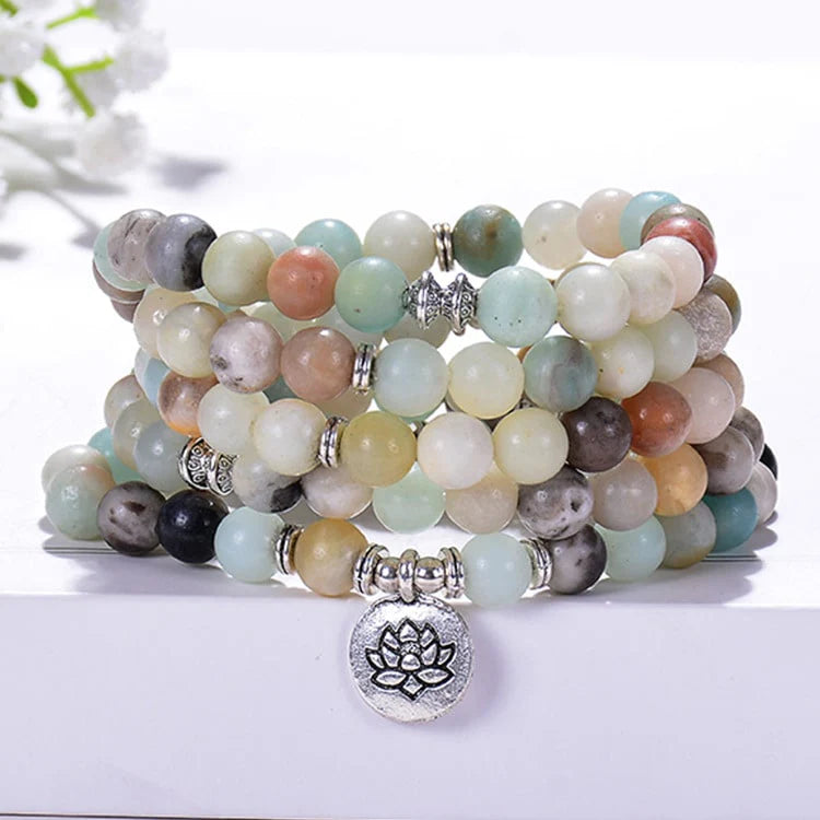 Amazonite 108-Bead Mala - Tibetan Inspired Prayer Beads for Meditation