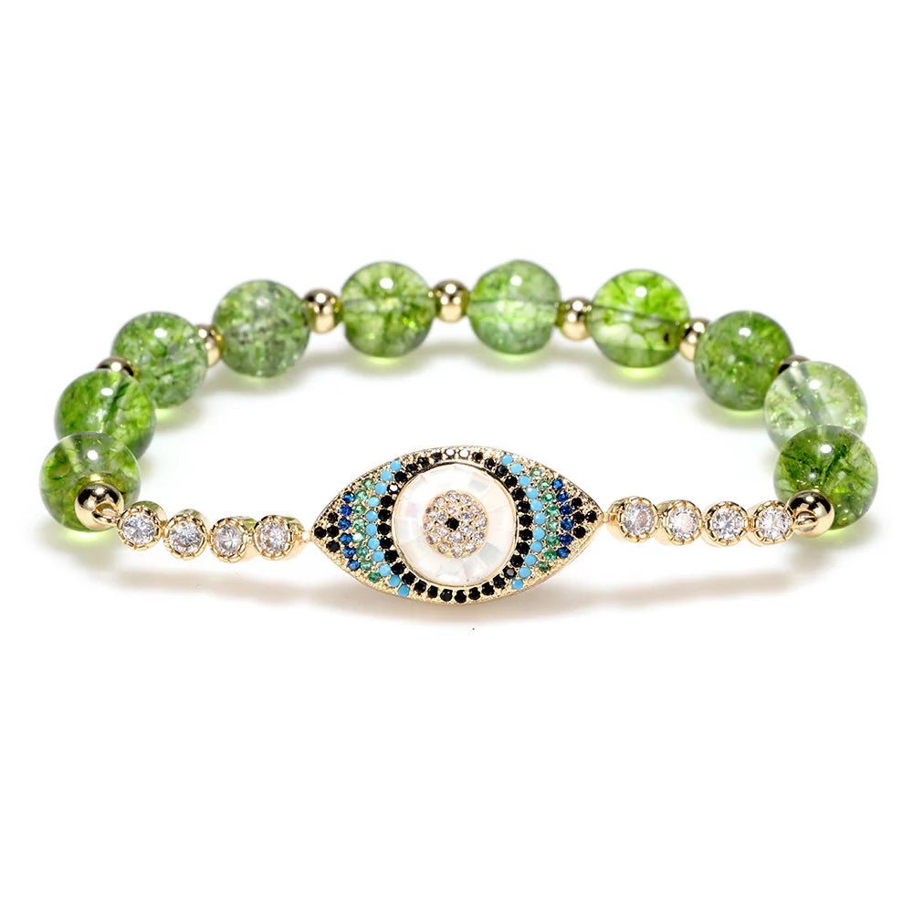 Peridot-Accented Evil Eye Bracelet - A Blend of Style and Protection