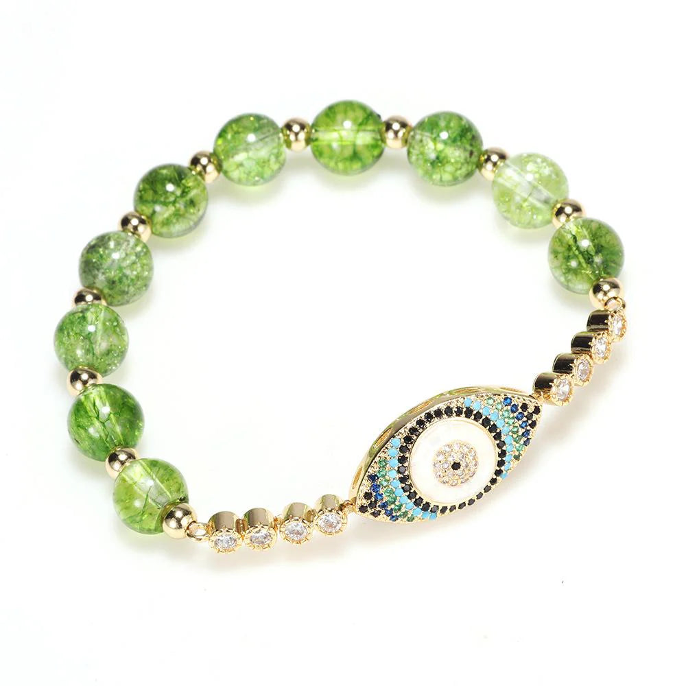 Peridot-Accented Evil Eye Bracelet - A Blend of Style and Protection