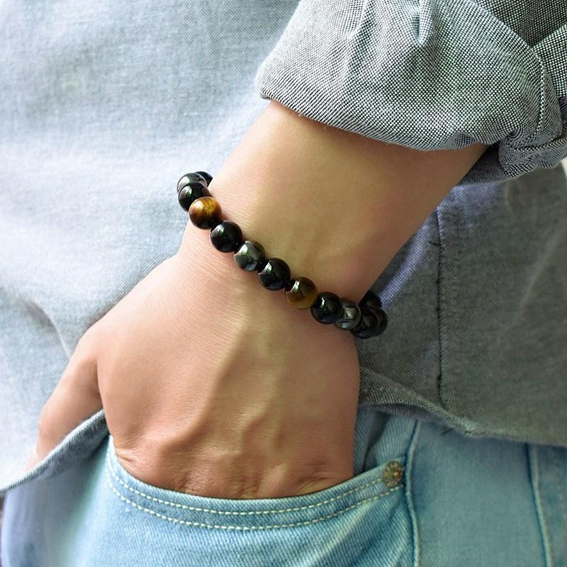 Triple-Guard Bracelet: Eye, Obsidian, Hematite