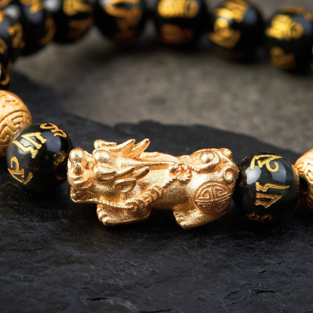 Feng Shui Pixiu Black Obsidian Bracelet for Wealth Attraction