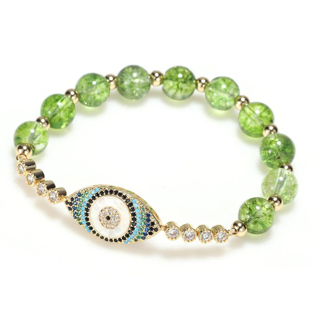 Peridot-Accented Evil Eye Bracelet - A Blend of Style and Protection