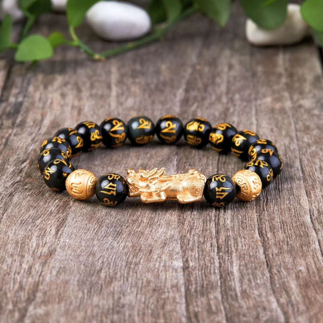 Feng Shui Pixiu Black Obsidian Bracelet for Wealth Attraction