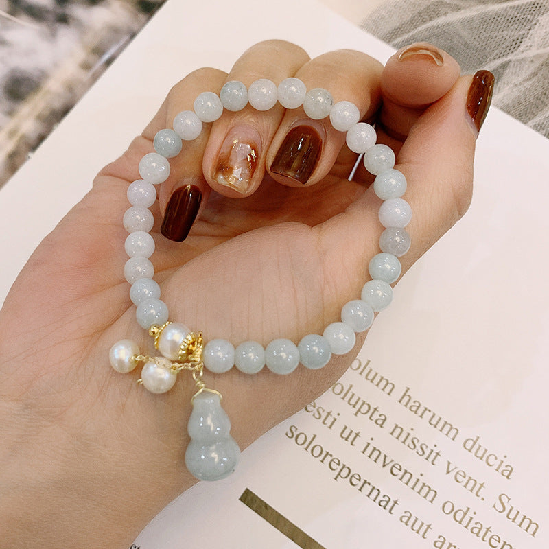 Verdant Jade Wu Lou Amulet Bracelet - Embrace Health and Harmony