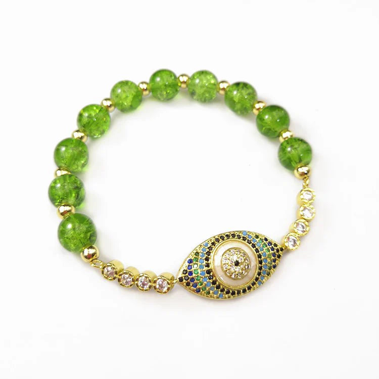 Peridot-Accented Evil Eye Bracelet - A Blend of Style and Protection