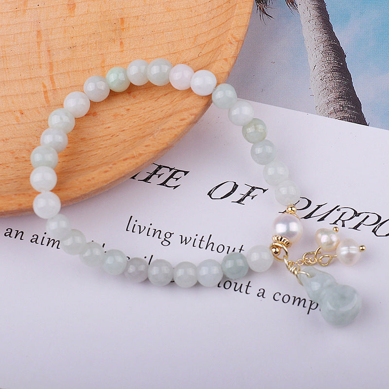 Verdant Jade Wu Lou Amulet Bracelet - Embrace Health and Harmony