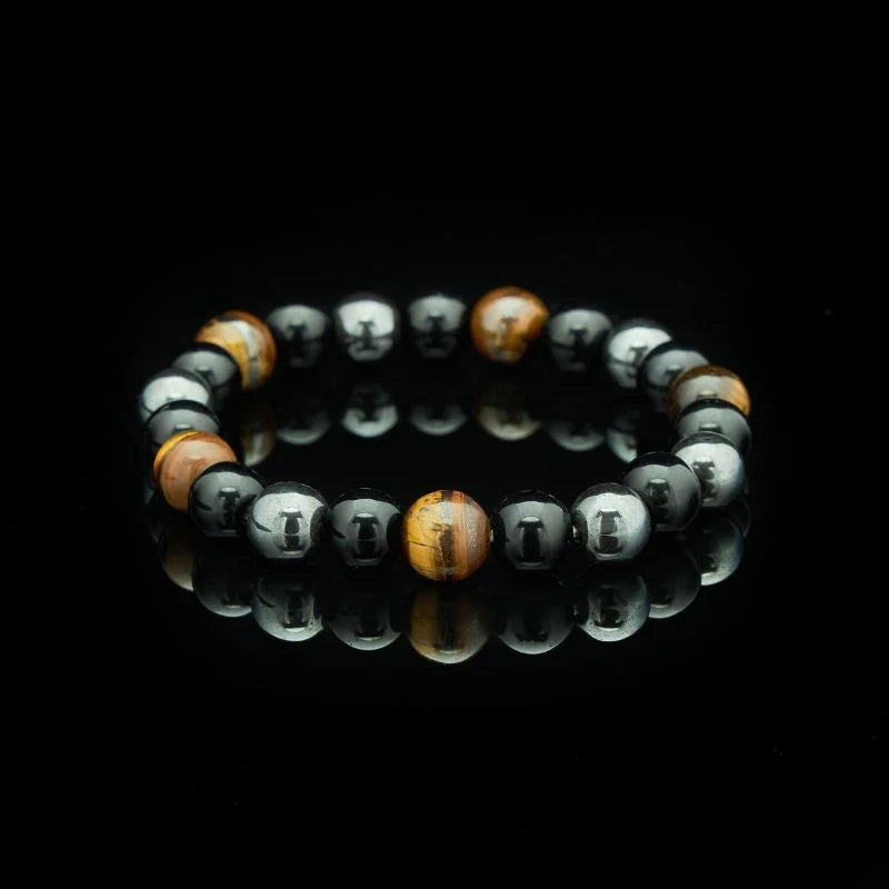 Triple-Guard Bracelet: Eye, Obsidian, Hematite