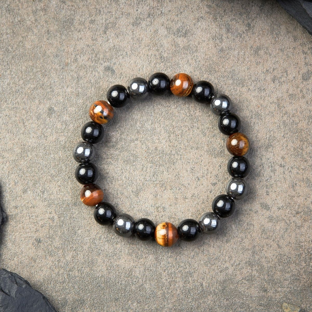 Triple-Guard Bracelet: Eye, Obsidian, Hematite